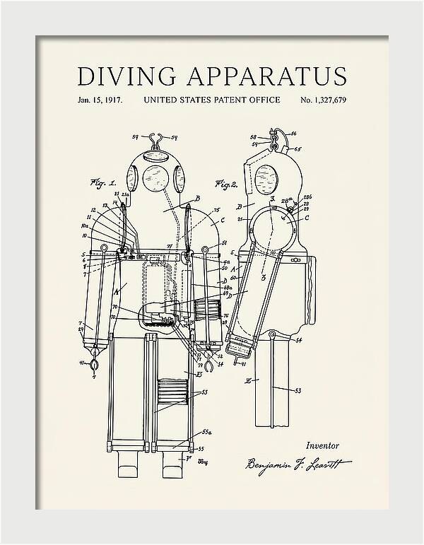 Diving Apparatus Submarine Escape Suit Minimalist Patent Us1327679a