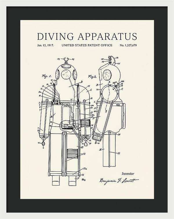 Diving Apparatus Submarine Escape Suit Minimalist Patent Us1327679a