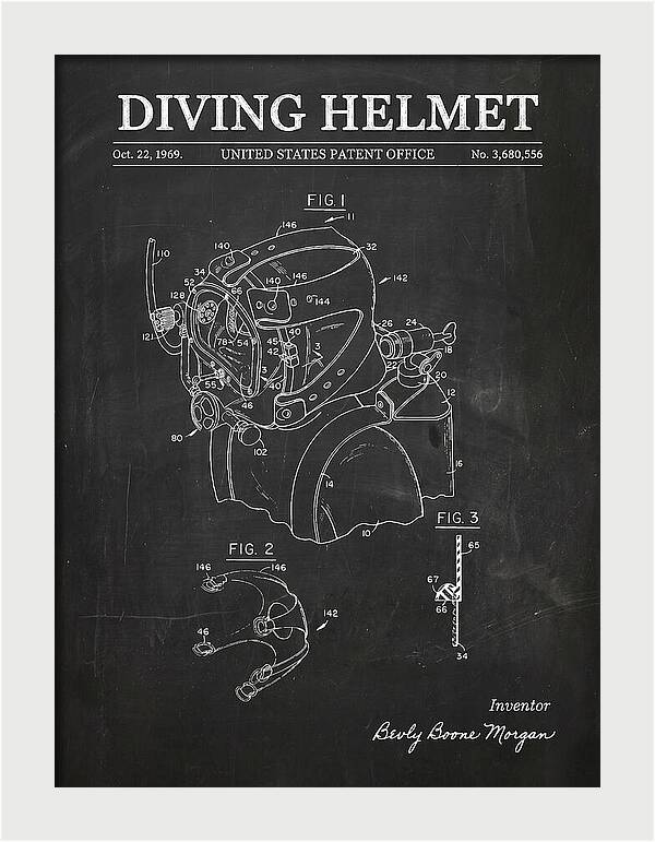 Diving Helmet Chalkboard Patent Us3680556a