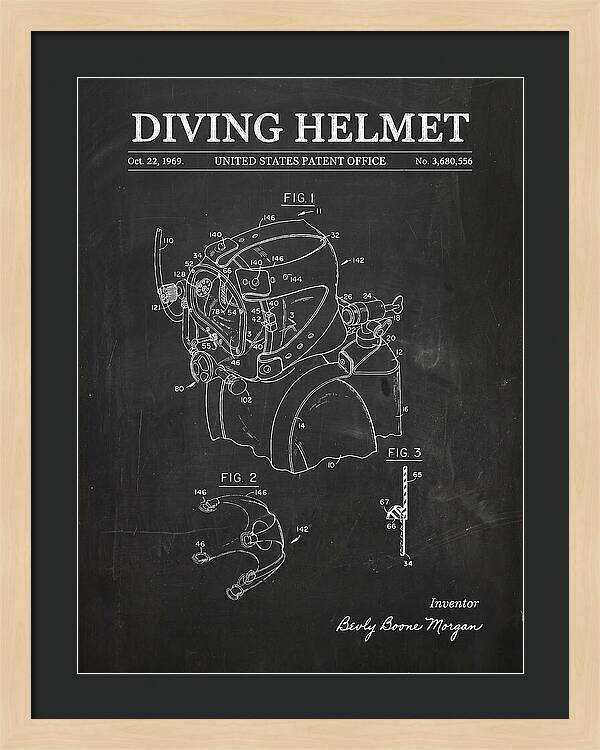 Diving Helmet Chalkboard Patent Us3680556a