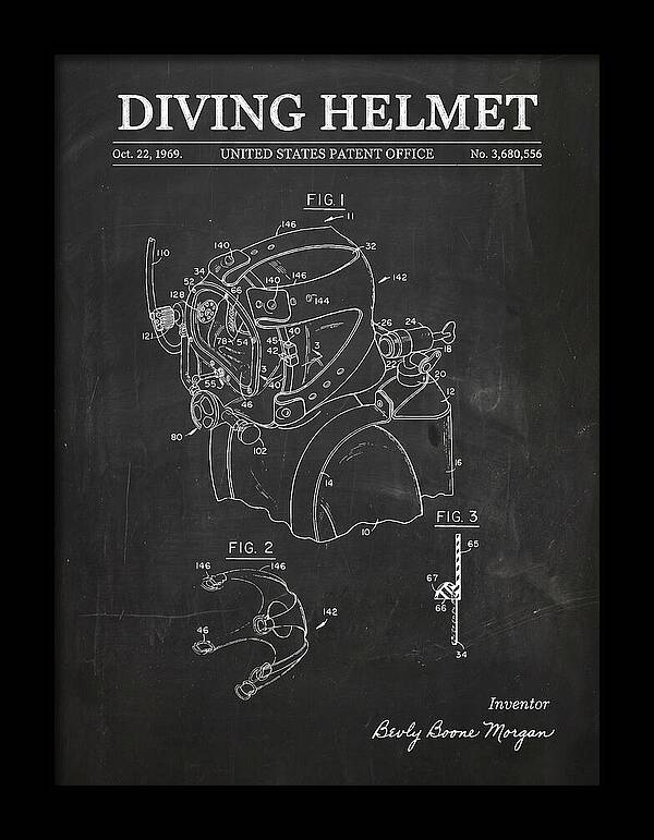 Diving Helmet Chalkboard Patent Us3680556a