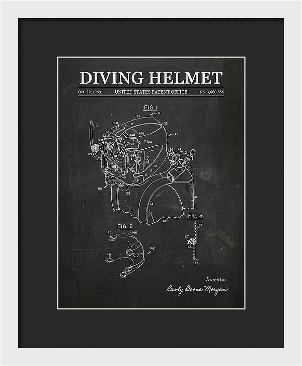 Diving Helmet Chalkboard Patent Us3680556a
