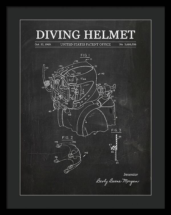 Diving Helmet Chalkboard Patent Us3680556a