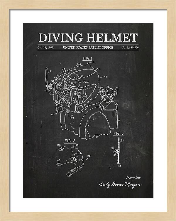 Diving Helmet Chalkboard Patent Us3680556a