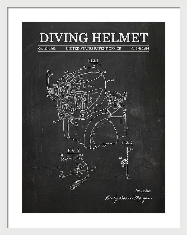 Diving Helmet Chalkboard Patent Us3680556a