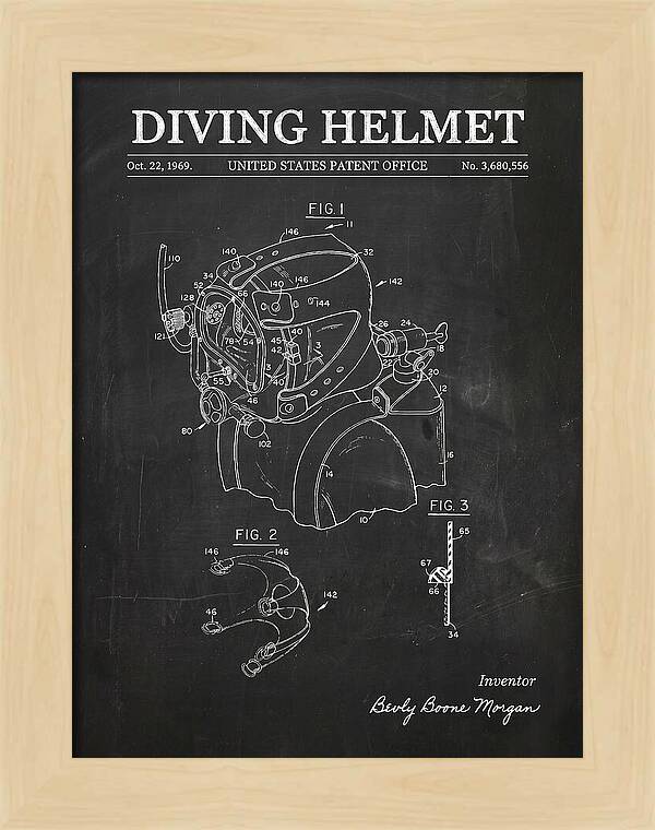 Diving Helmet Chalkboard Patent Us3680556a