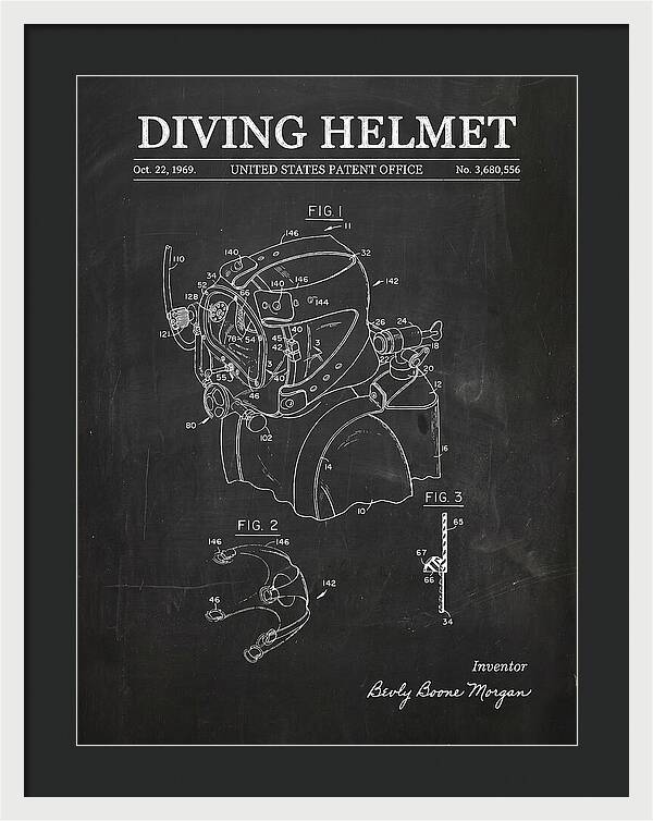 Diving Helmet Chalkboard Patent Us3680556a