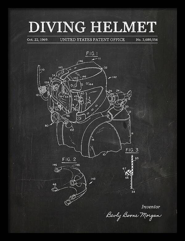 Diving Helmet Chalkboard Patent Us3680556a