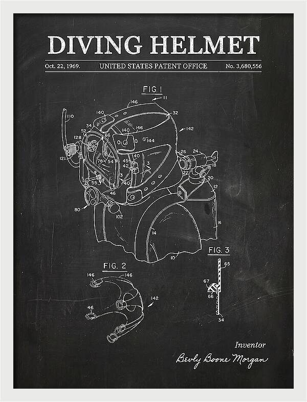 Diving Helmet Chalkboard Patent Us3680556a