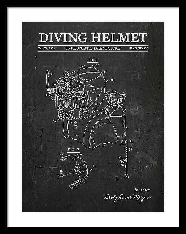 Diving Helmet Chalkboard Patent Us3680556a