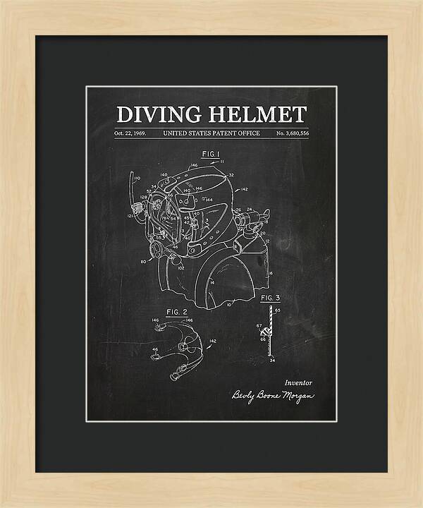 Diving Helmet Chalkboard Patent Us3680556a