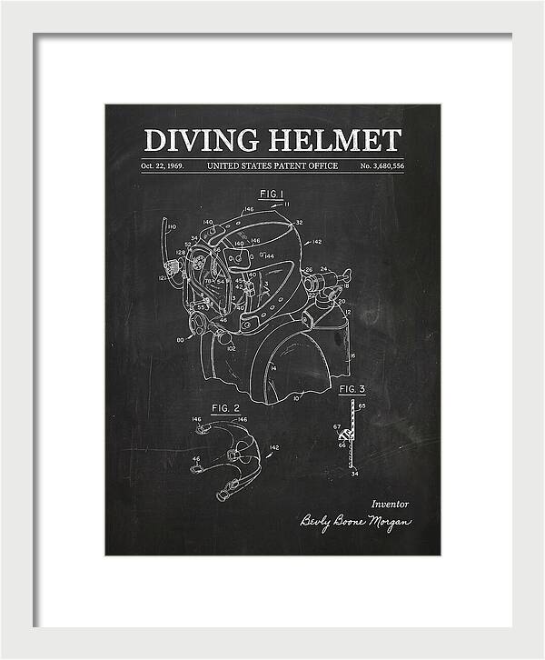 Diving Helmet Chalkboard Patent Us3680556a