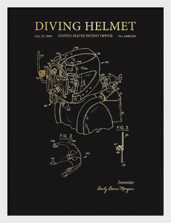 Diving Helmet Gold Patent Us3680556a