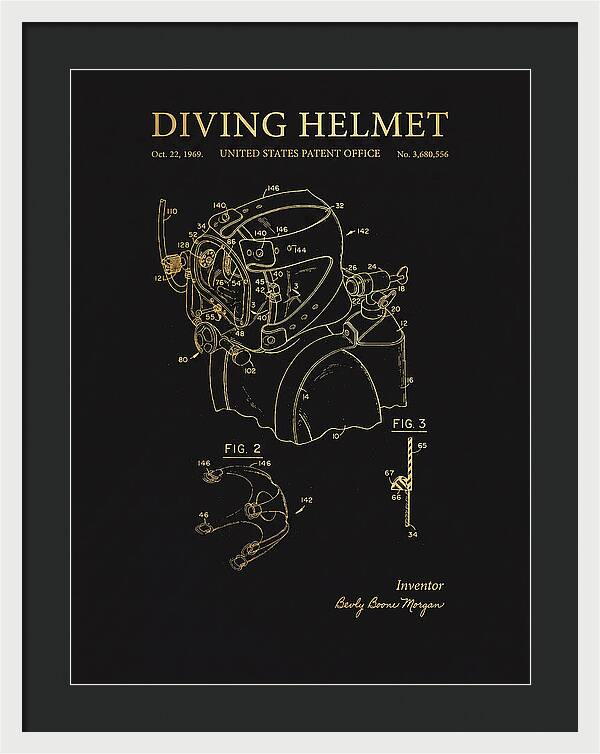 Diving Helmet Gold Patent Us3680556a