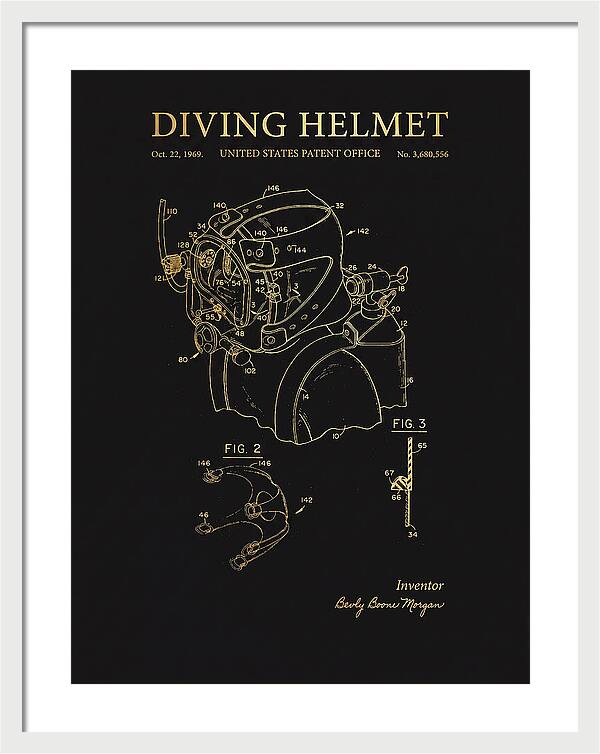 Diving Helmet Gold Patent Us3680556a