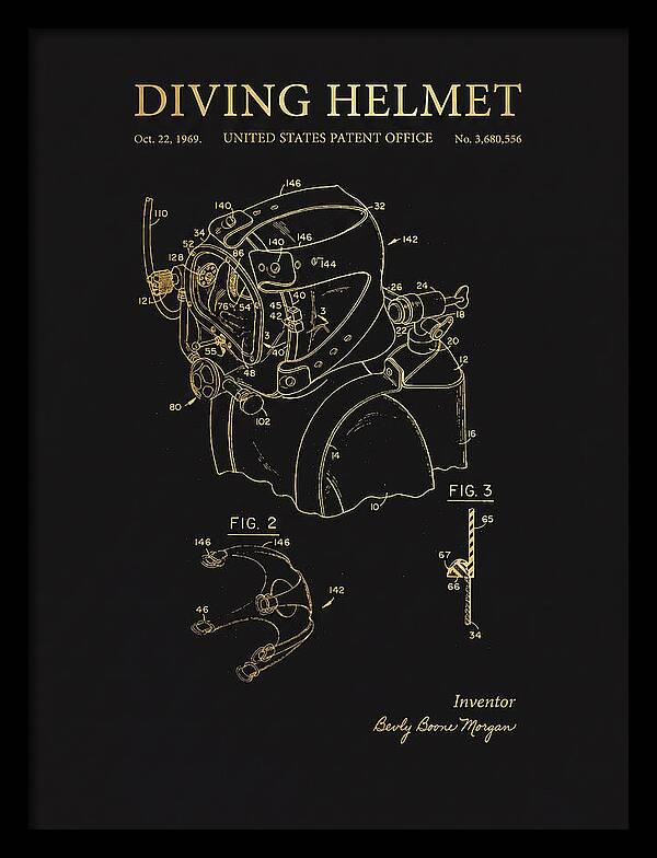 Diving Helmet Gold Patent Us3680556a