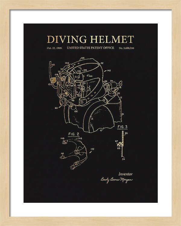 Diving Helmet Gold Patent Us3680556a