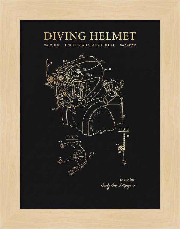 Diving Helmet Gold Patent Us3680556a