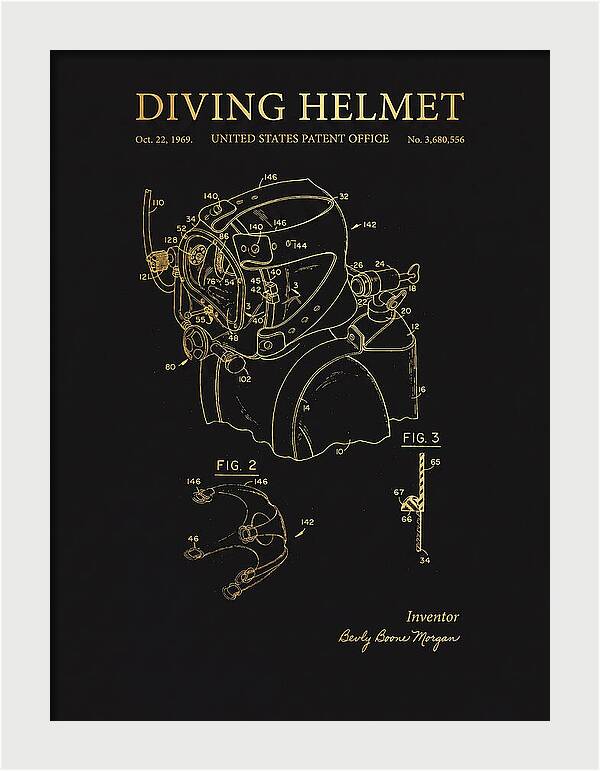 Diving Helmet Gold Patent Us3680556a