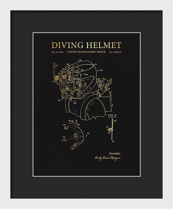 Diving Helmet Gold Patent Us3680556a