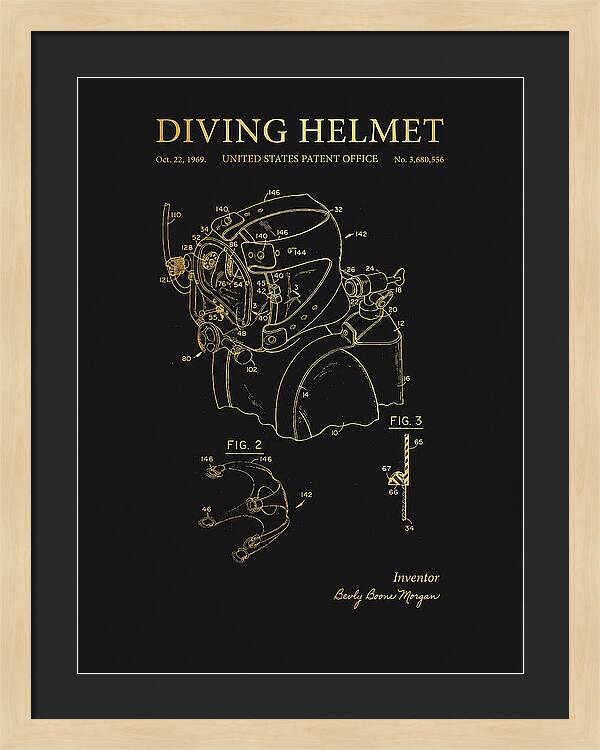 Diving Helmet Gold Patent Us3680556a