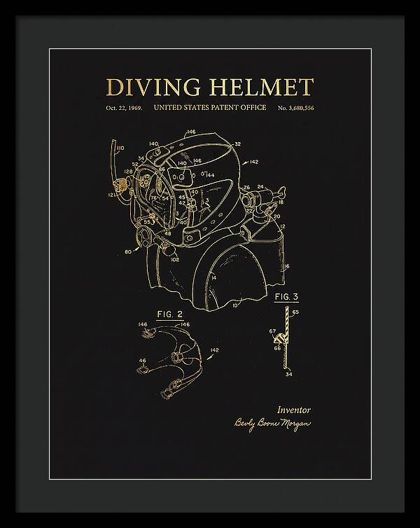 Diving Helmet Gold Patent Us3680556a