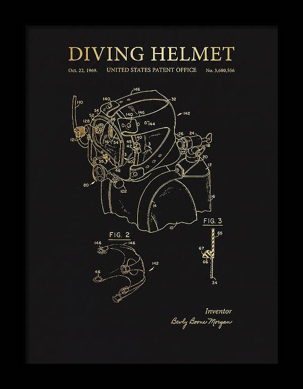 Diving Helmet Gold Patent Us3680556a