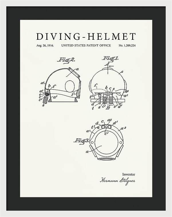 Diving Helmet Minimalist Patent Us1209224