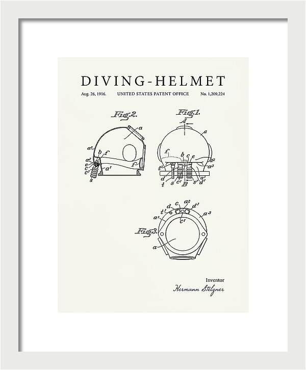 Diving Helmet Minimalist Patent Us1209224