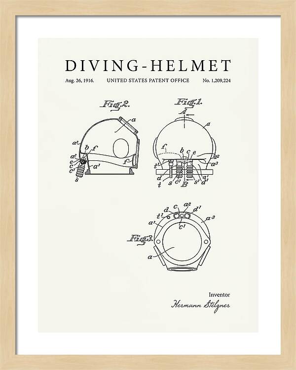 Diving Helmet Minimalist Patent Us1209224