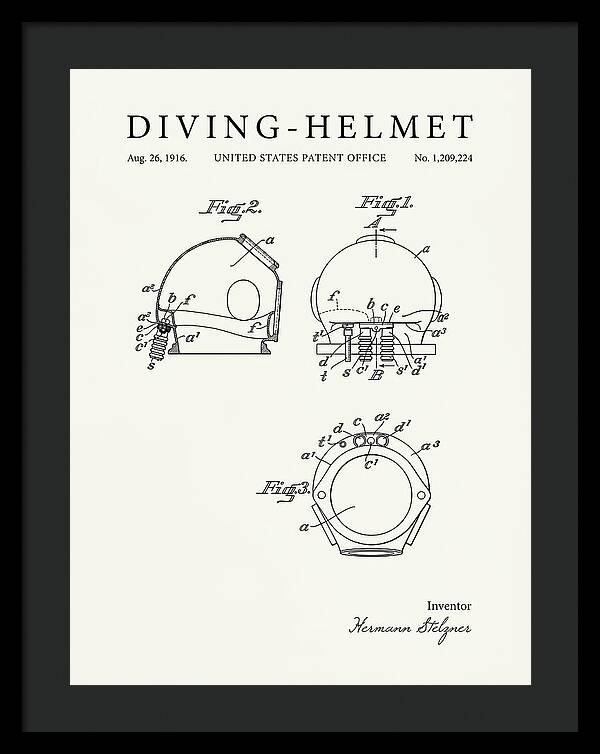 Diving Helmet Minimalist Patent Us1209224
