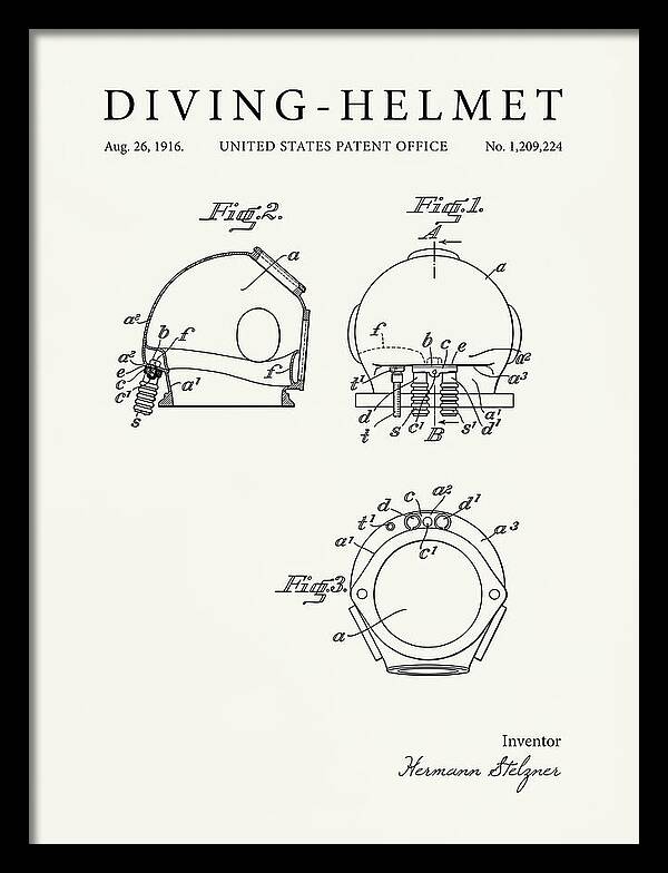 Diving Helmet Minimalist Patent Us1209224