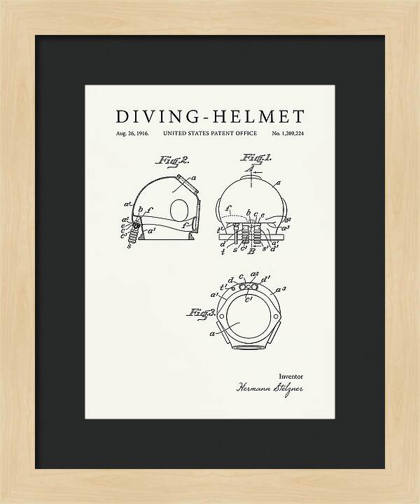 Diving Helmet Minimalist Patent Us1209224