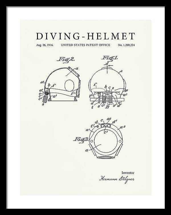 Diving Helmet Minimalist Patent Us1209224