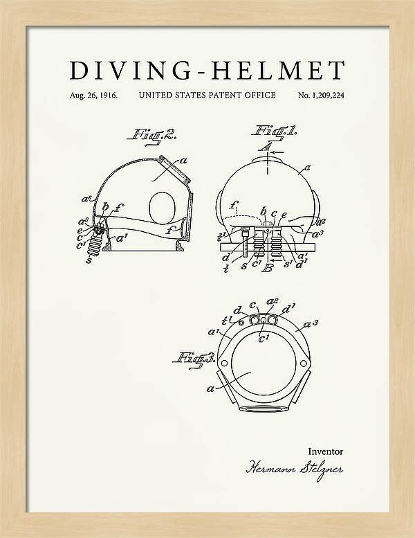 Diving Helmet Minimalist Patent Us1209224