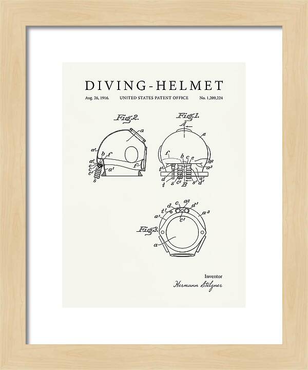Diving Helmet Minimalist Patent Us1209224