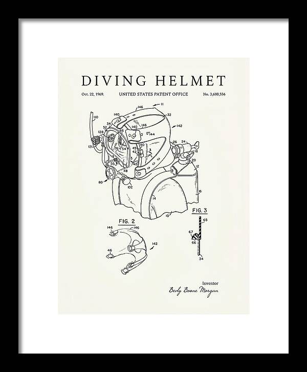 Diving Helmet Minimalist Patent Us3680556a