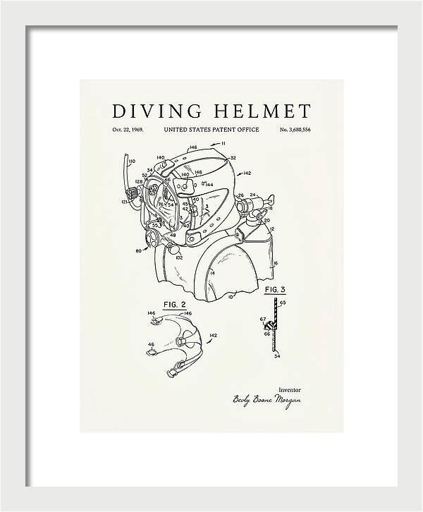 Diving Helmet Minimalist Patent Us3680556a