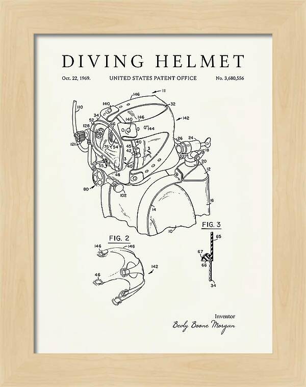 Diving Helmet Minimalist Patent Us3680556a