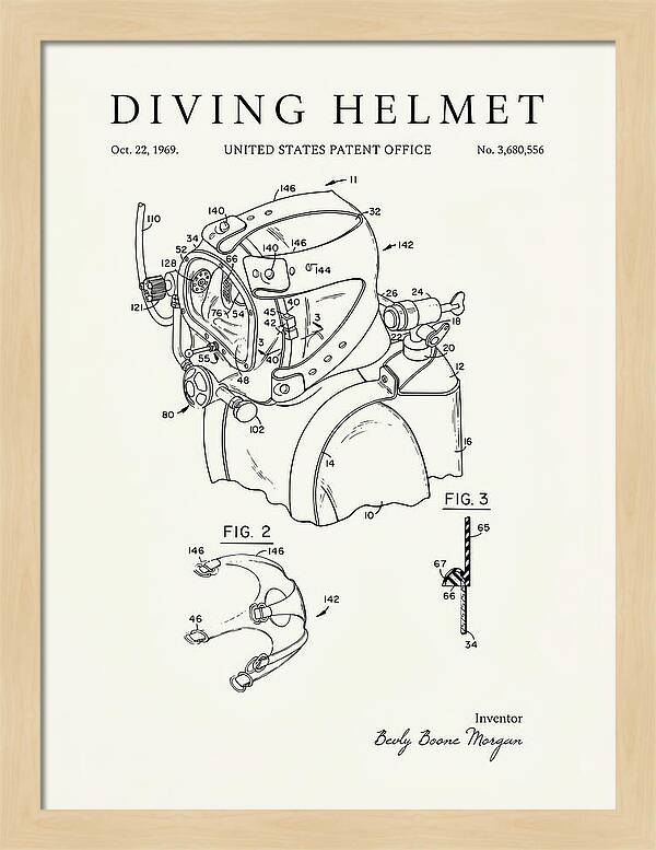 Diving Helmet Minimalist Patent Us3680556a