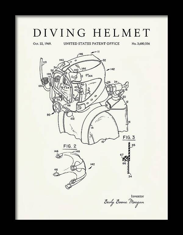 Diving Helmet Minimalist Patent Us3680556a