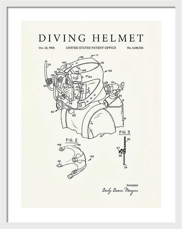 Diving Helmet Minimalist Patent Us3680556a