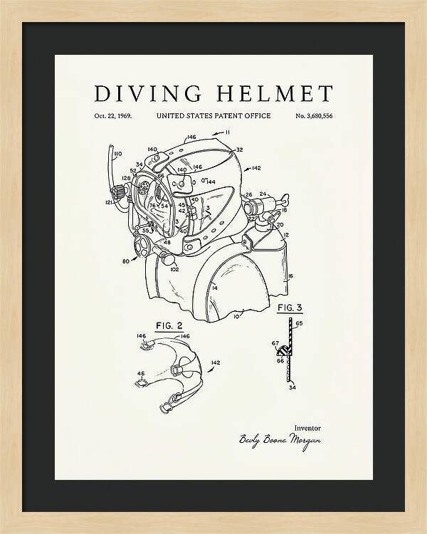 Diving Helmet Minimalist Patent Us3680556a