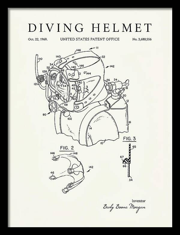 Diving Helmet Minimalist Patent Us3680556a