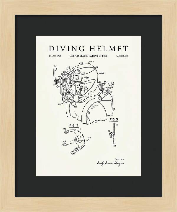 Diving Helmet Minimalist Patent Us3680556a