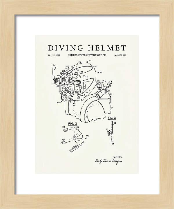 Diving Helmet Minimalist Patent Us3680556a