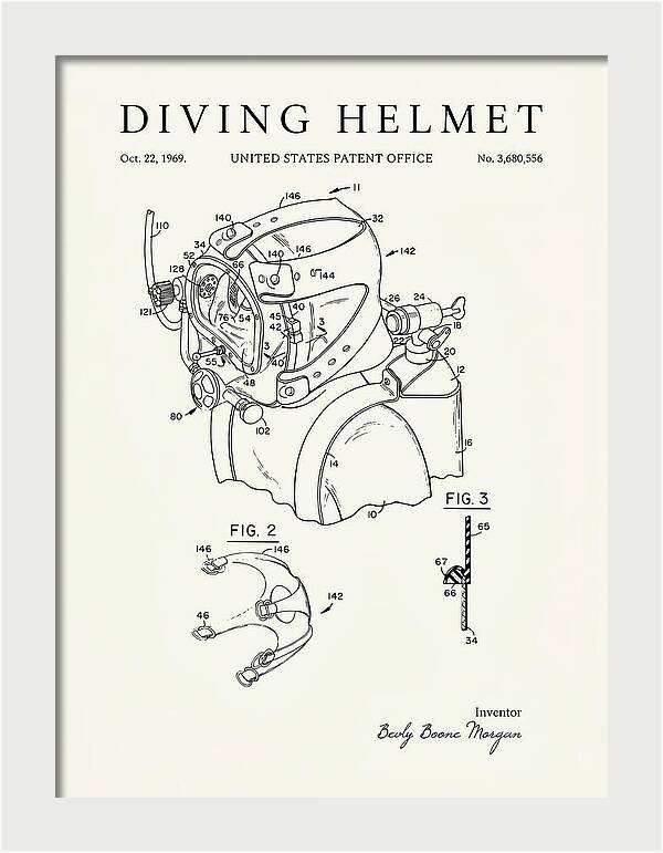 Diving Helmet Minimalist Patent Us3680556a