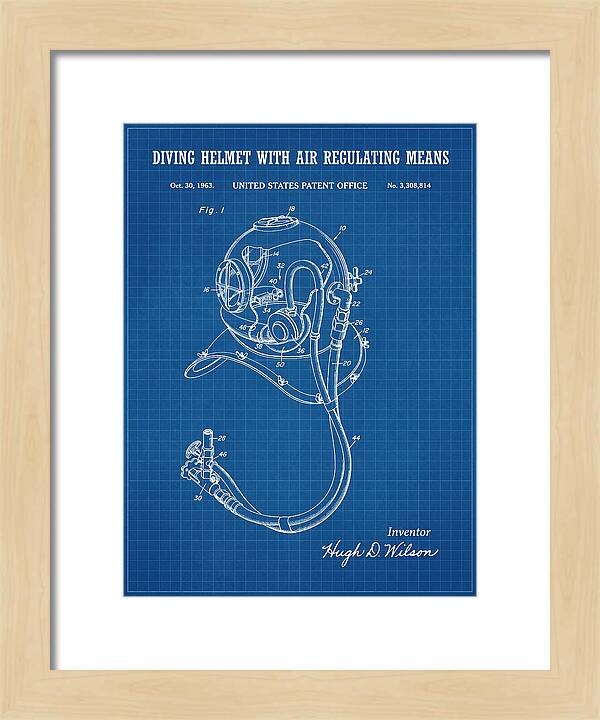 Diving Helmet With Air Regulating Means Blueprint Patent Us3308814a