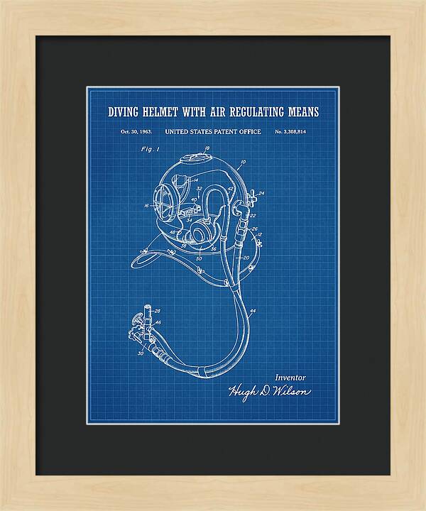Diving Helmet With Air Regulating Means Blueprint Patent Us3308814a