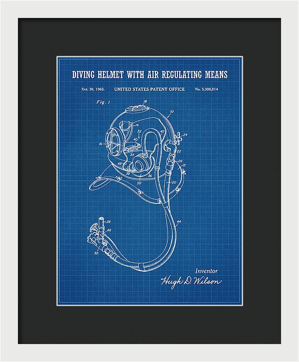 Diving Helmet With Air Regulating Means Blueprint Patent Us3308814a